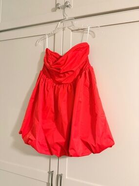 Princess Polly Strapless Bubble Mini Dress in Bright Red